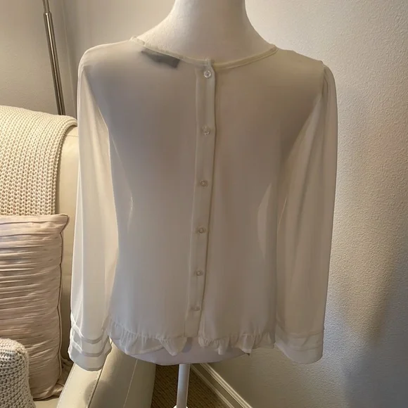 Elodie Women’s Cream Long Sleeve Sheer Top - size Large - Picture 6 of 9